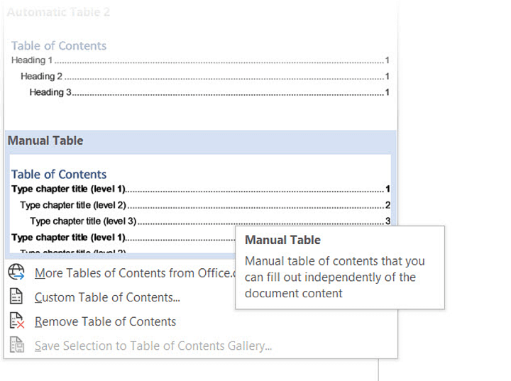 microsoft word for mac guide on show 4th and 5th sections on a table of contents